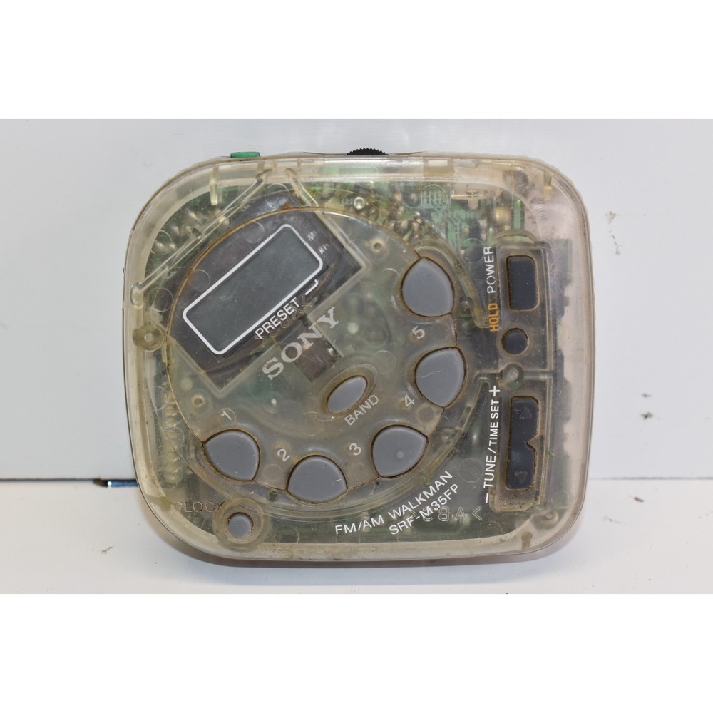 Sony AM/FM Walkman Model SRF-M35FP Clear Portable Radio-Prison Issued CLEAN/RARE